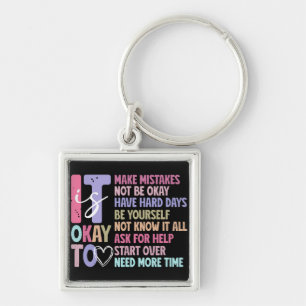 Retro Inspirational Self Care Key Ring