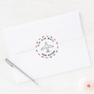 Retro inspired air mail / par avion round sticker