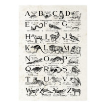 Retro Inspired Alphabet Nursery Chart Cute Animals