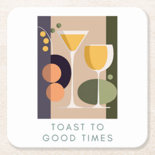 Retro-inspired cocktail coasters in soft pastels