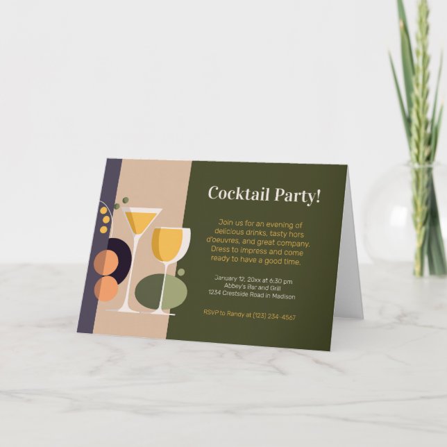 Retro-inspired cocktail invitation (Front)