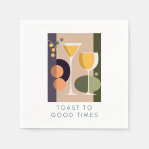 Retro-inspired cocktail napkins in soft pastels