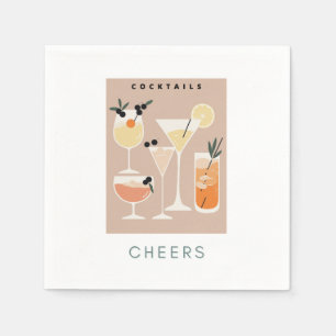 Retro-inspired cocktail napkins in soft pastels