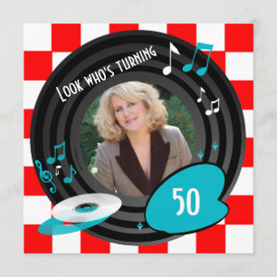 Retro Inspired Faux Vinyl Album Birthday Party Invitation