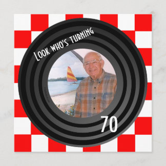 Retro Inspired Faux Vinyl Record Birthday Party Invitation