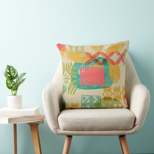 Retro Inspired Hawaiian Print pattern Cushion (Chair)