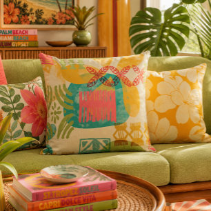 Retro Inspired Hawaiian Print pattern Cushion
