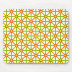 Retro Inspired Orange Green & Yellow Pattern Mouse Pad