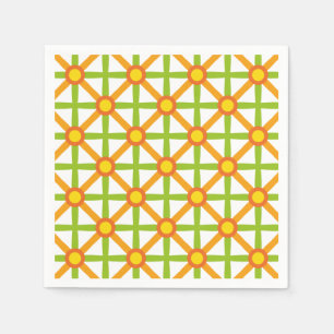 Retro Inspired Orange Green & Yellow Pattern Napkin