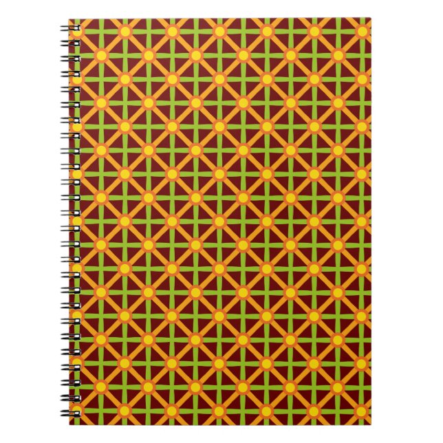 Retro Inspired Orange Green & Yellow Pattern Notebook (Front)