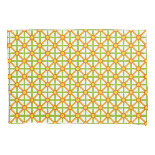 Retro Inspired Orange Green & Yellow Pattern Pillowcase