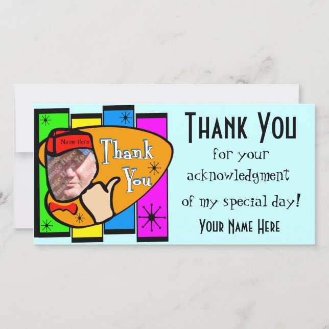 Retro Inspired Photo Thank You Card (Front)