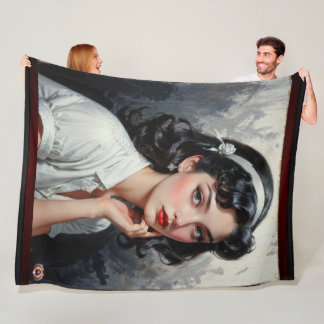 Retro Inspired Portrait of Thoughtful Young Woman Fleece Blanket