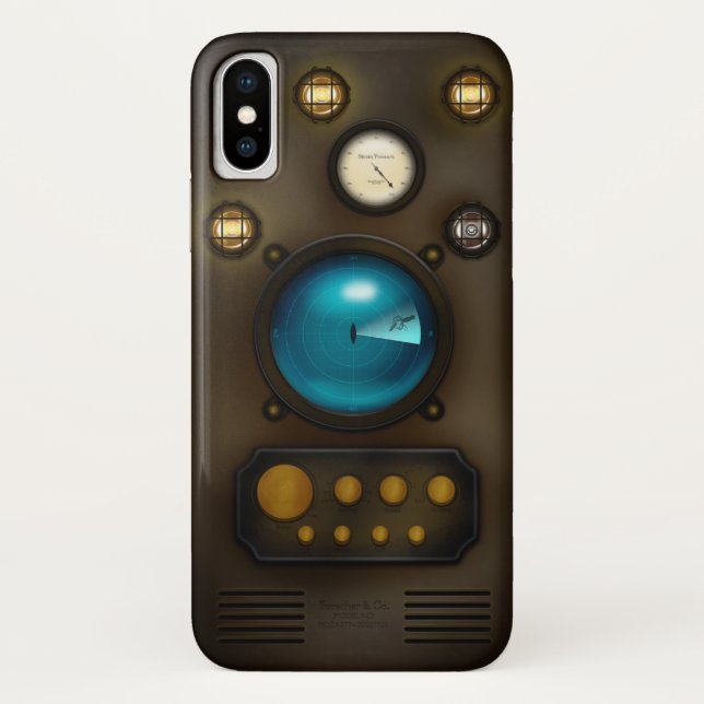 Retro-Inspired Ship Control Room Steampunk Grunge Case-Mate iPhone Case (Back)