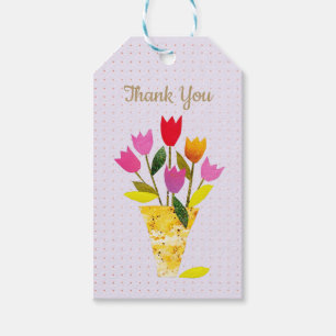 Retro-Inspired Tulips Pretty Dotted Thank You Gift Tags