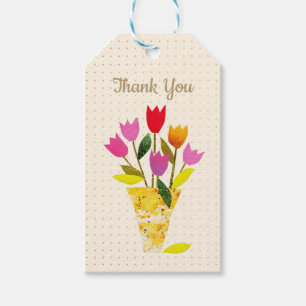 Retro-Inspired Tulips Pretty Dotted Thank You Gift Tags