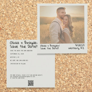 Retro Instant Camera Photo Save the Date with QR