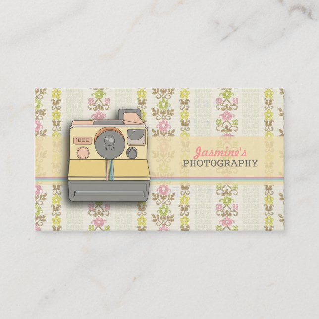Retro Instant Camera Photography Photographer Business Card (Front)