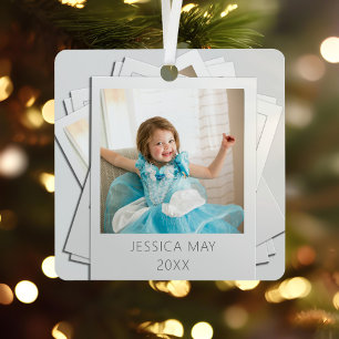 Retro Instant Photo Frame Name Year Ornament