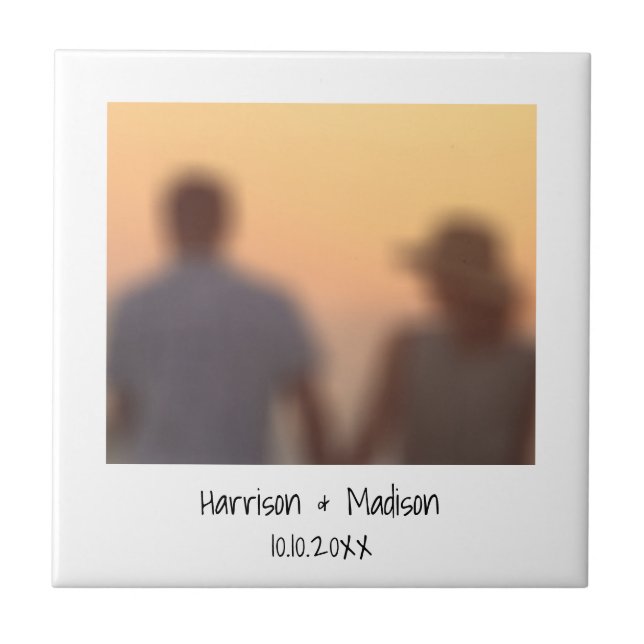 Retro instant photo names custom casual ceramic tile (Front)