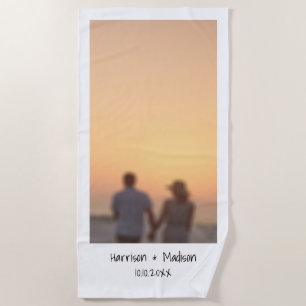 Retro instant photo names custom modern beach towel
