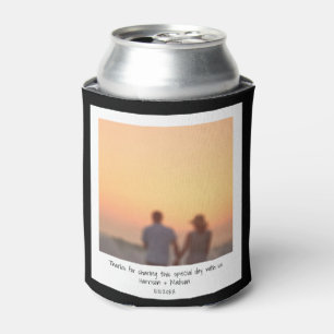 Retro instant photo names custom modern black can cooler