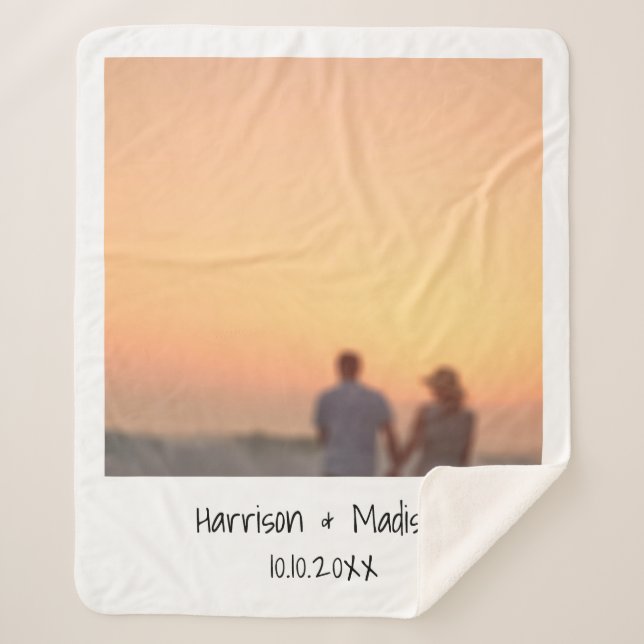 Retro instant photo names custom modern sherpa blanket (Front)