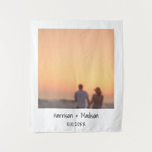 Retro instant photo names custom modern tapestry (Front)