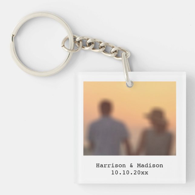 Retro instant photo names date custom key ring (Front)