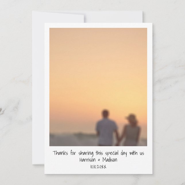 Retro instant photo names wedding Thank you card (Front)