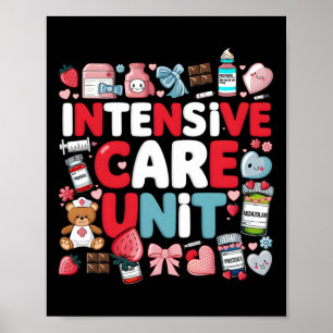 Retro Intensive Care Unit Nurse Tech Valentine Icu Poster