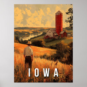 Retro Iowa Patriotic Spirit - Americana Heartland  Poster