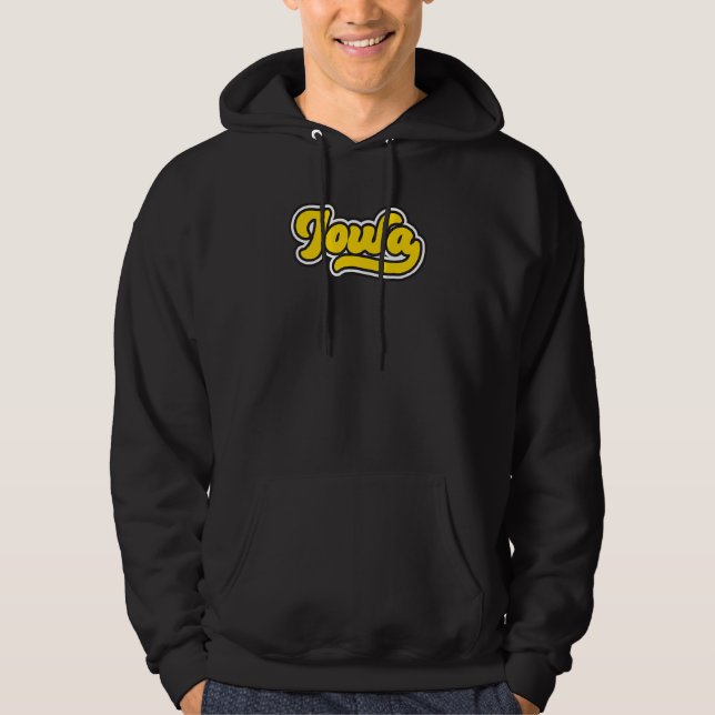 Retro Iowa Vintage Script Hoodie (Front)