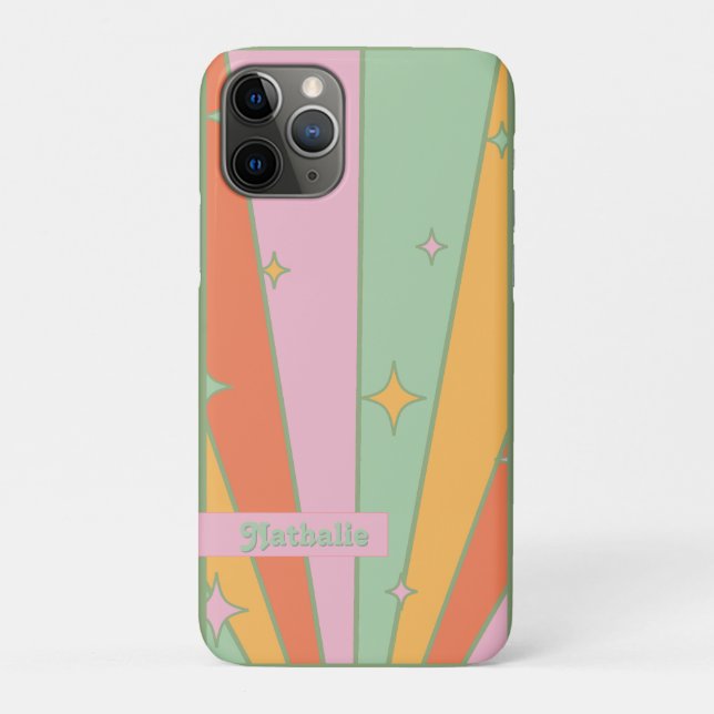 Retro iPhone Case - Personalised Green Name Design (Back)