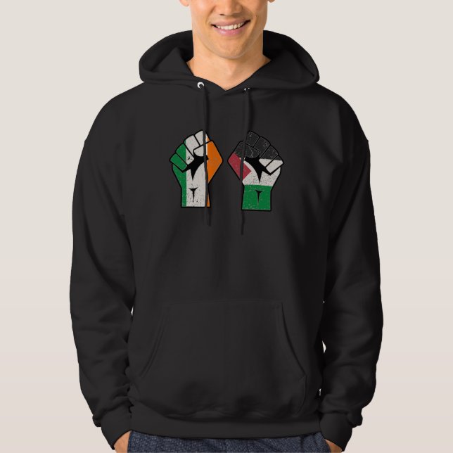 Retro Ireland Palestine Solidarity Fist revolution Hoodie (Front)