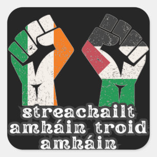 Retro Ireland Palestine Solidarity Fist revolution Square Sticker