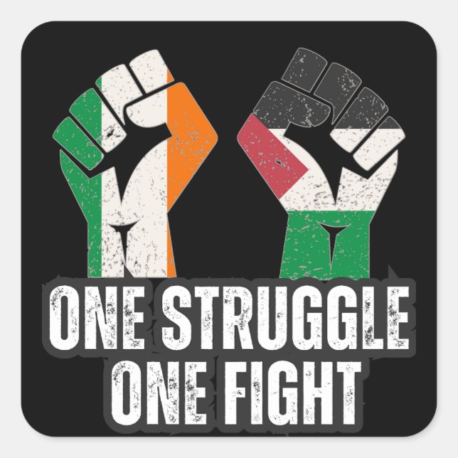Retro Ireland Palestine Solidarity Fist revolution Square Sticker (Front)