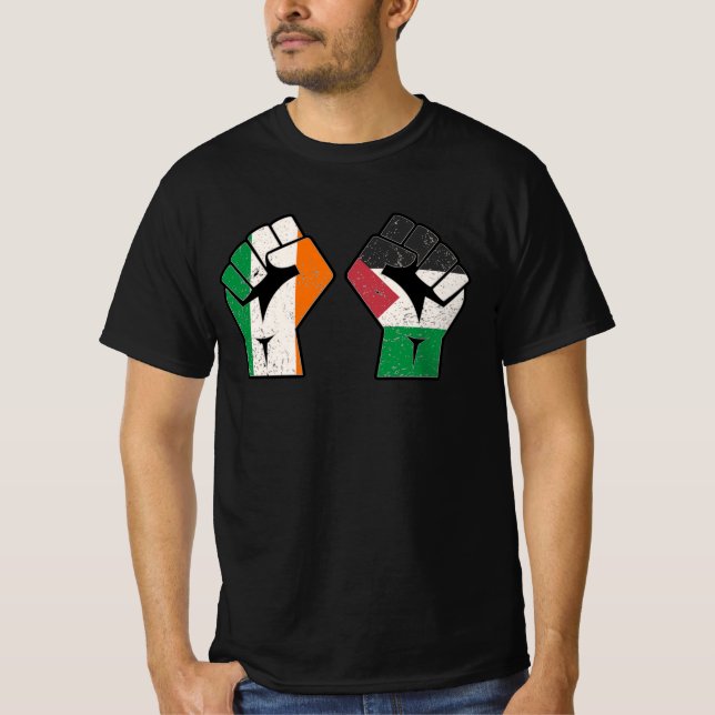 Retro Ireland Palestine Solidarity Fist revolution T-Shirt (Front)