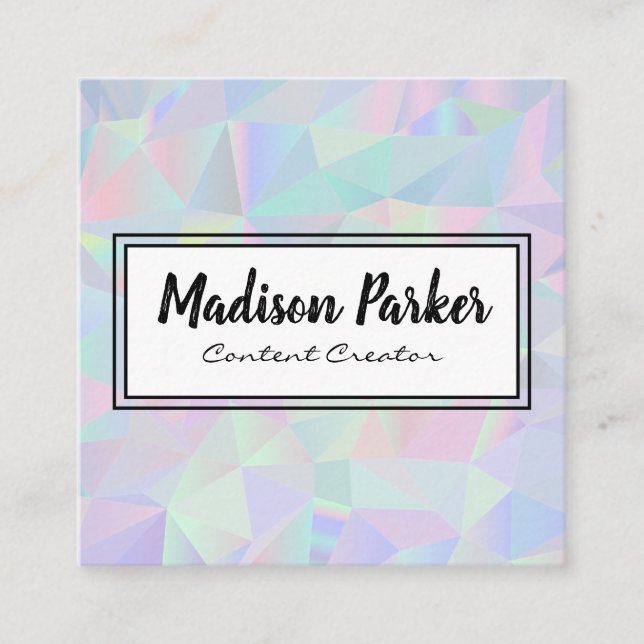 Retro Iridescent Background Square Business Card (Front)