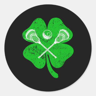 Retro Irish Shamrock Lacrosse Sports Lover St.patr Classic Round Sticker