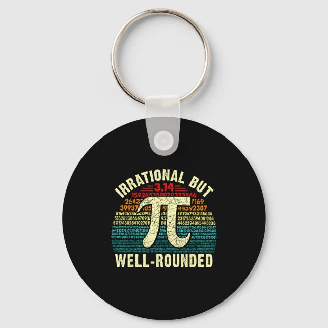 Retro irrational but rounded day math geeks &amp; key ring (Front)