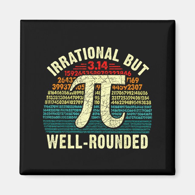 Retro irrational but rounded day math geeks &amp; magnet (Front)