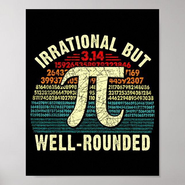 Retro irrational but rounded day math geeks &amp; poster (Front)