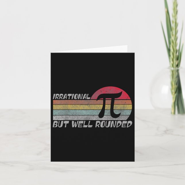 Retro Irrational But Well Rounded Funny Pi Day Mat Card (Front)