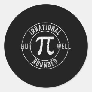 Retro Irrational But Well Rounded Pi Day Celebrati Classic Round Sticker