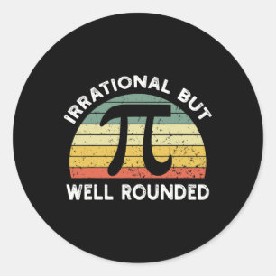 Retro Irrational But Well Rounded Pi Day Celebrati Classic Round Sticker