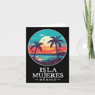 Retro Isla Mujeres Mexico Beach Sunset Souvenir Me Card
