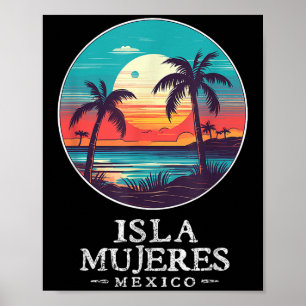 Retro Isla Mujeres Mexico Beach Sunset Souvenir Me Poster