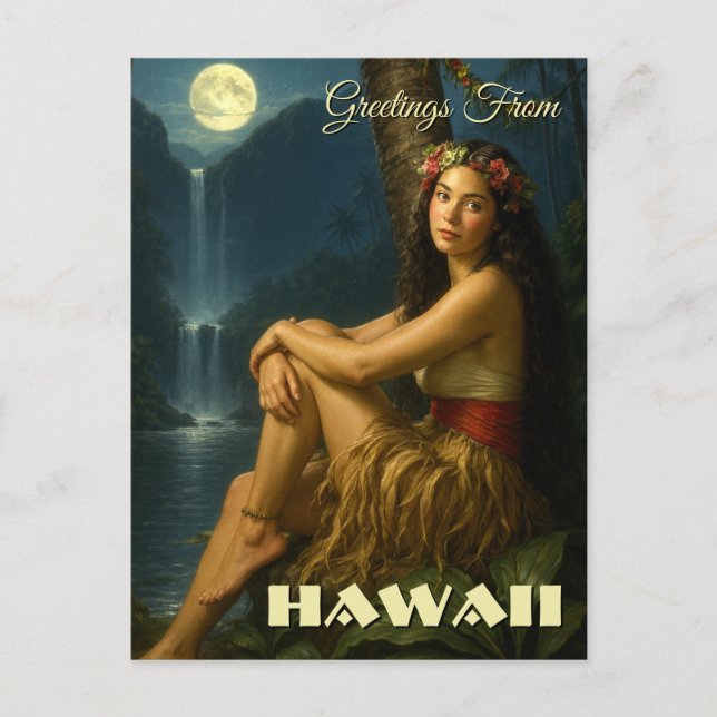 Retro Island Girl In A Tropical Paradise Postcard (Front)