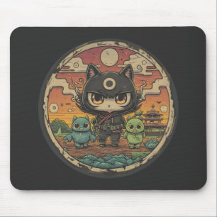 Retro Island Pals: Ninja Cat Crew Mouse Pad